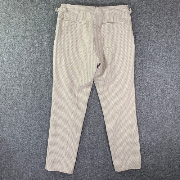Suitsupply Cashmere Pants Men 34x29 Beige Houndstooth Soho Angelico Italy - Picture 9 of 11